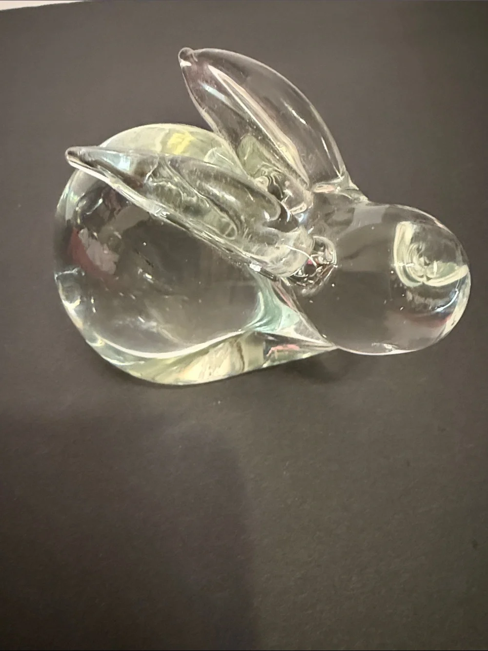 Clear Glass Bunny Figurine - vintage crystal Decorative Home Accent